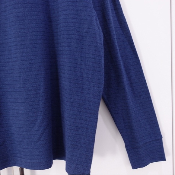 NWT Chaps Long Sleeve Quarter Zip Rice Knit Jacket Sweater Sz Large Newport Navy - Picture 12 of 16